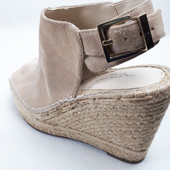 Kenneth Cole NY Odette Sandy Beige Suede Espradille Plaform Wedge Sandals - Picture 14 of 16
